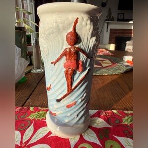 Vintage Ceramic Tiki Mug with Surfer Design